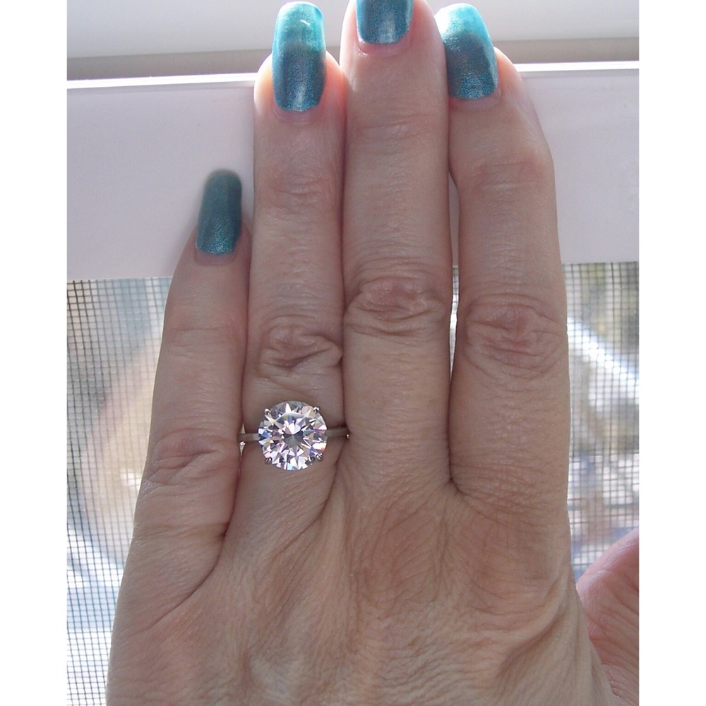 Round Cut Solitaire Ring Cubic Zirconia Stainless Steel Women's - Picture 4 of 16